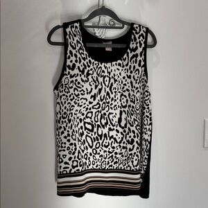 Chico's Black and White Animal Print Tank Top